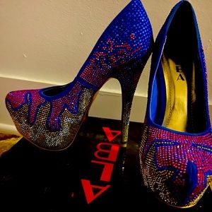 Jewel studded multi colored high heels